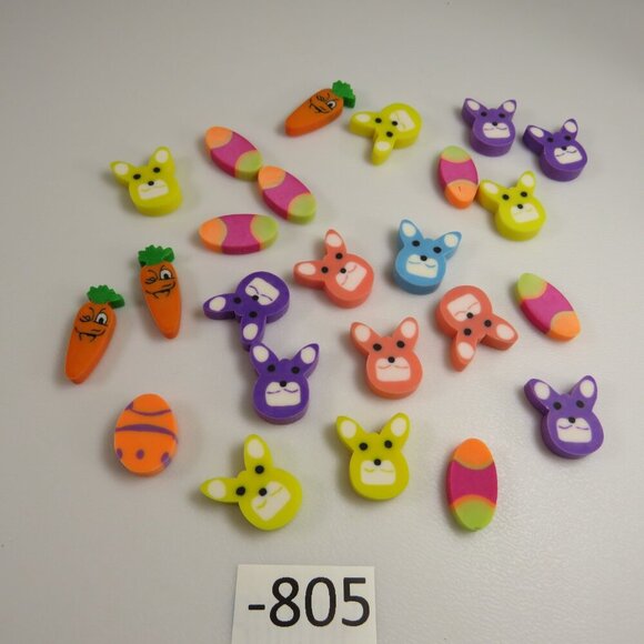 Easter Egg Filler: Small Erasers (24 items) Bunnies, Eggs, Carrots - Picture 2 of 7